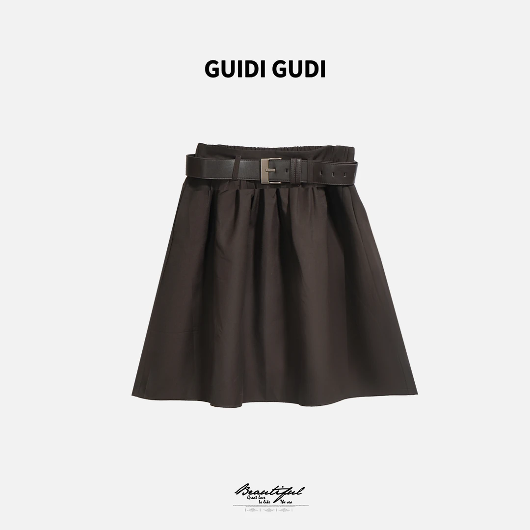 GUIDI GUDI【能量条】时尚酷姐含腰带短半裙/黄加蓝