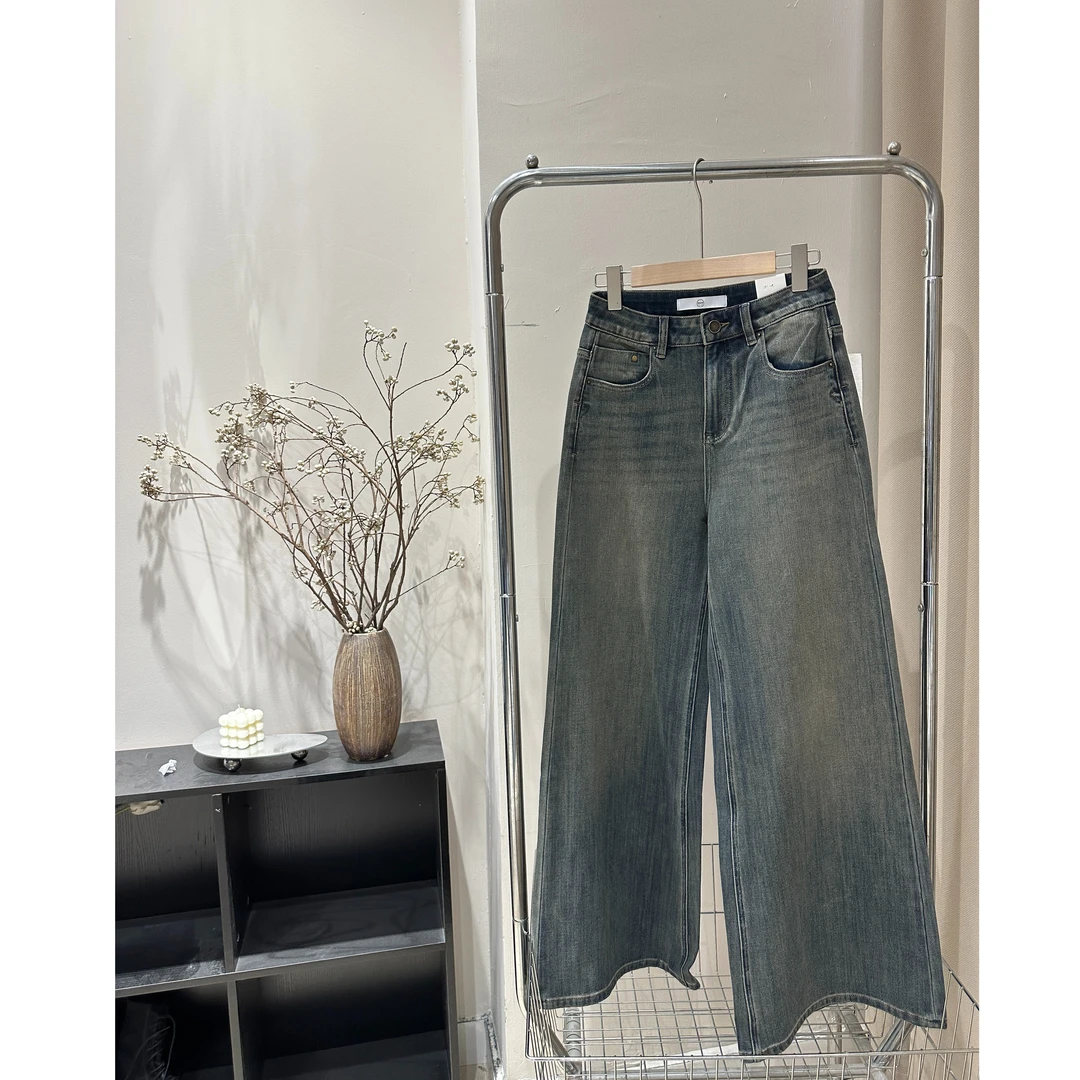 【5058】四面弹 弹力直筒阔腿裤 复古风