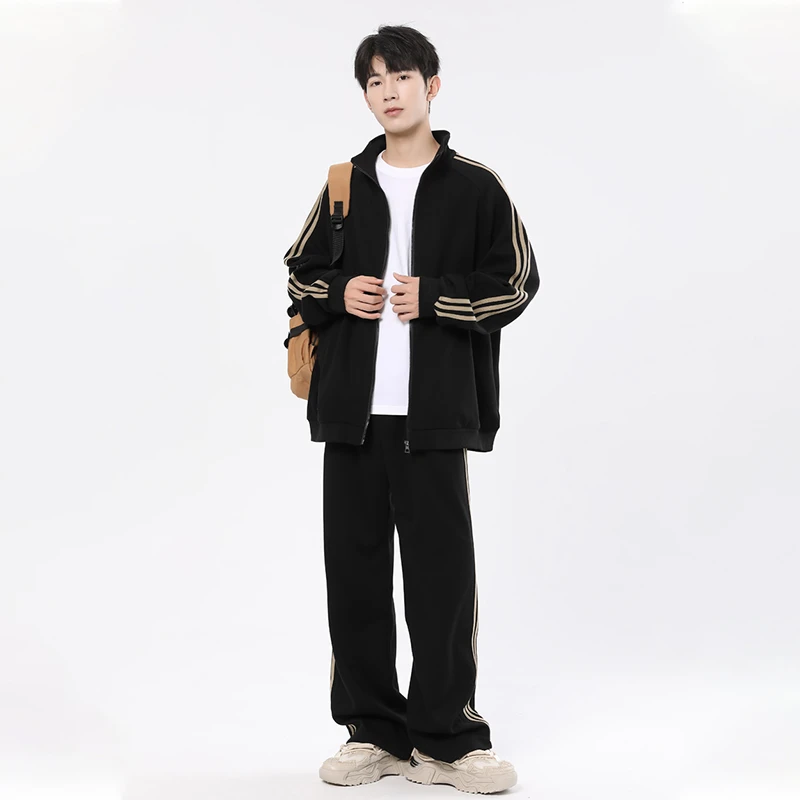 2025春季新款休闲运动服套装男立领卫衣平角口卫裤高级感两件套