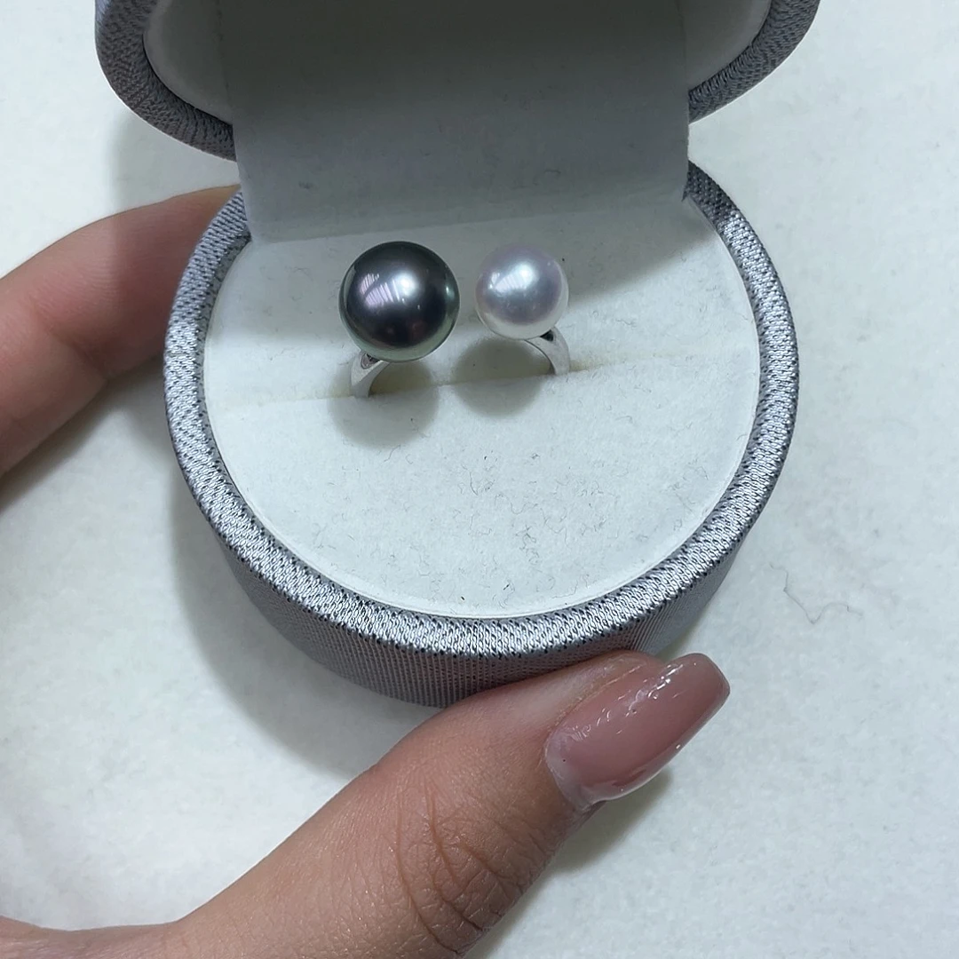 海水珍珠戒圈银S925镶嵌