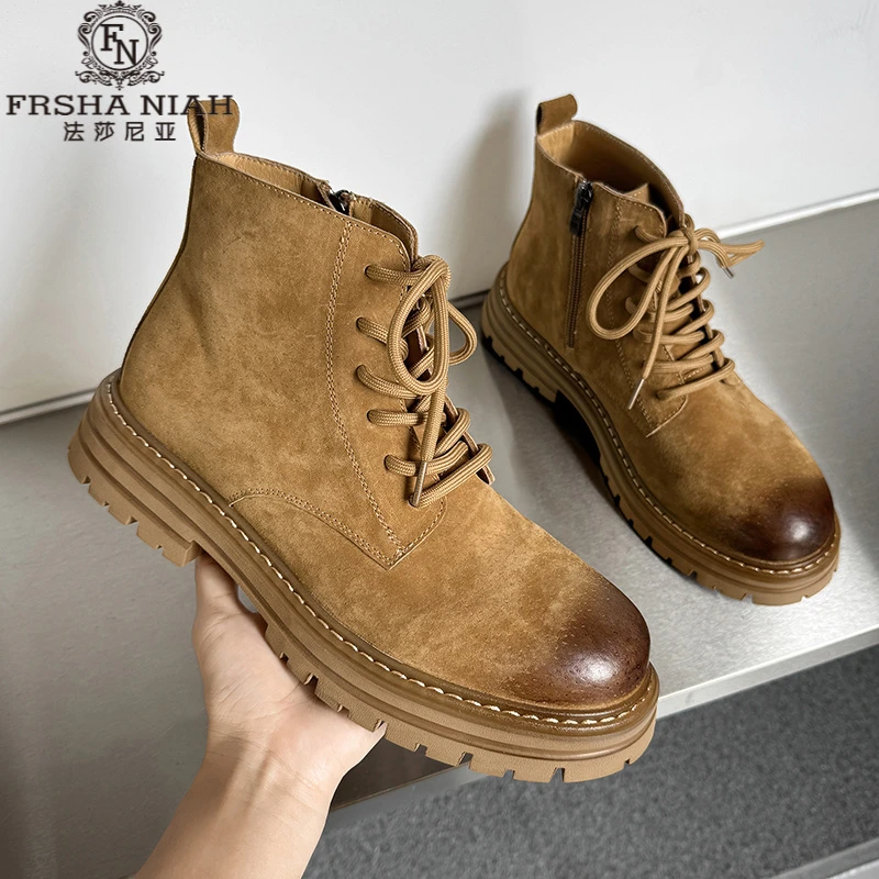 法莎尼亚美式复古马丁靴秋冬百搭厚底增高户外舒适轻便防滑工装靴