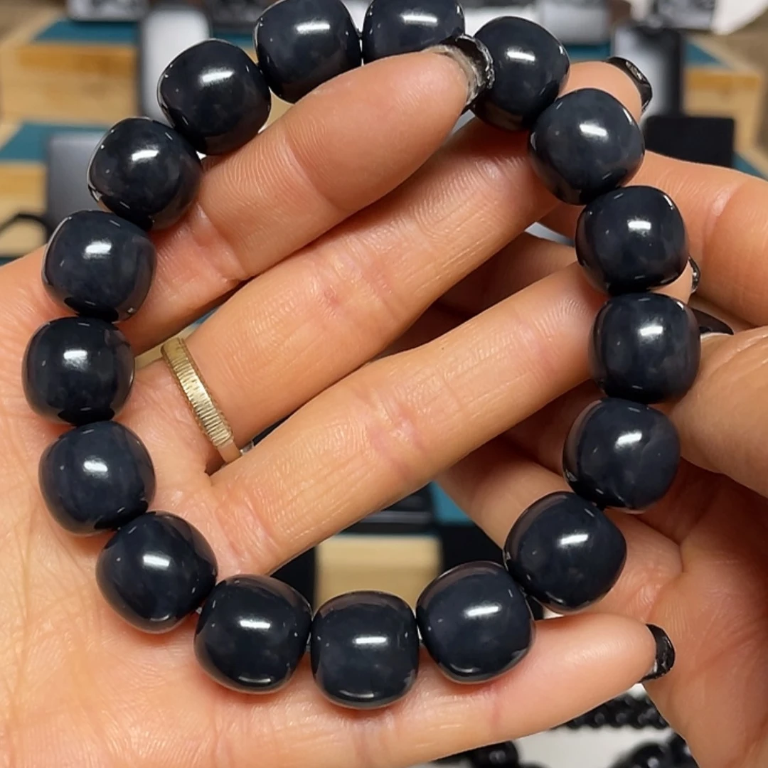 【闪购商品】和田玉（墨玉）手串未镶嵌墨玉蓝调卡12.8