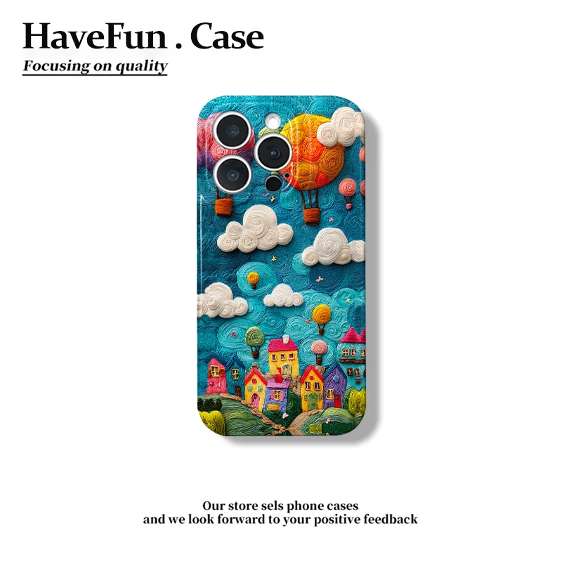 雅天立新款油画小镇适用iPhone苹果16/15手机壳华为vivo小米oppo
