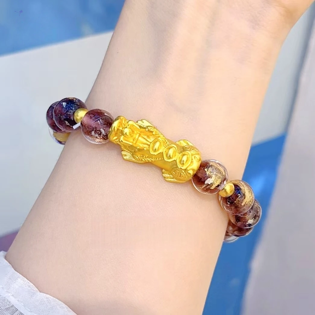 [瑶光家】 金箔琉璃珠珠手串