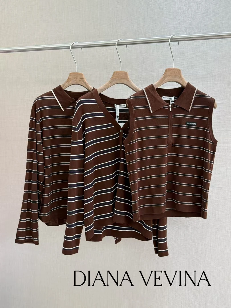 DV撞色条纹毛织 背心 开衫 25年秋冬新品