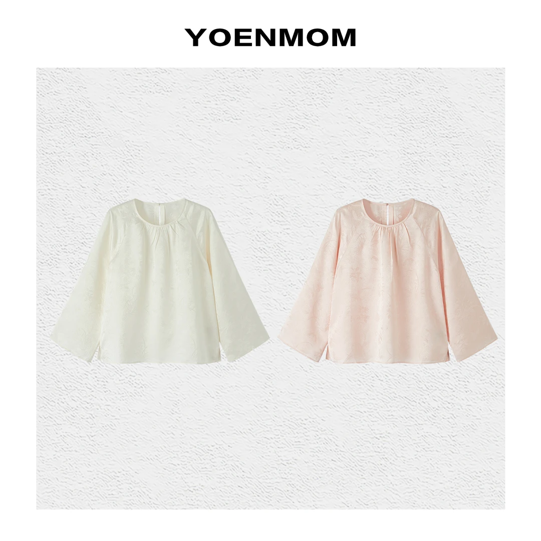 YOENMOM·兰桂齐芳·上久楷100桑蚕丝提花缎大漆扣素雅国风圆领上衣