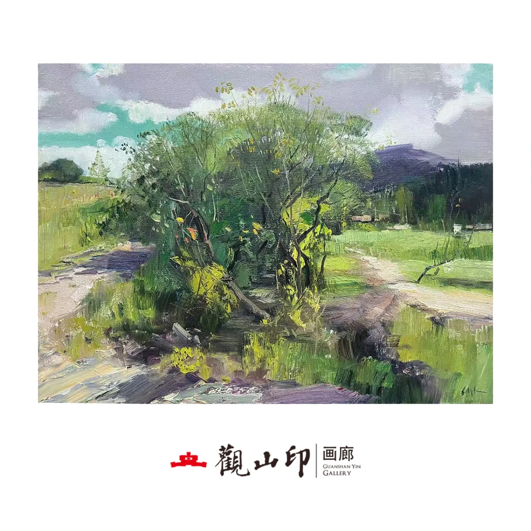 SMK原创手绘风景油画60x80cm美式复古风玄关沙发背景挂画4221