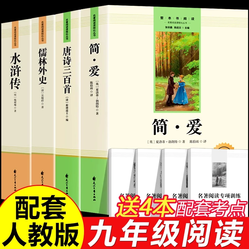 儒林外史水浒传简爱原著正版完整版初中生九年级下册课外必读名著