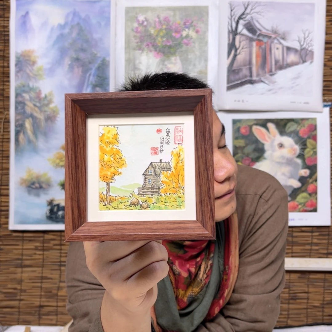 油画行路人小院绘画作品竞拍