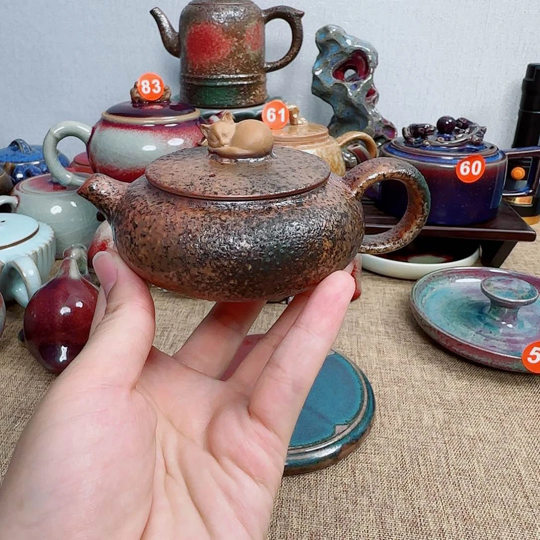 垕瓷甄选猫咪壶碳烧