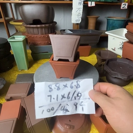 宜兴紫砂花盆九个一组