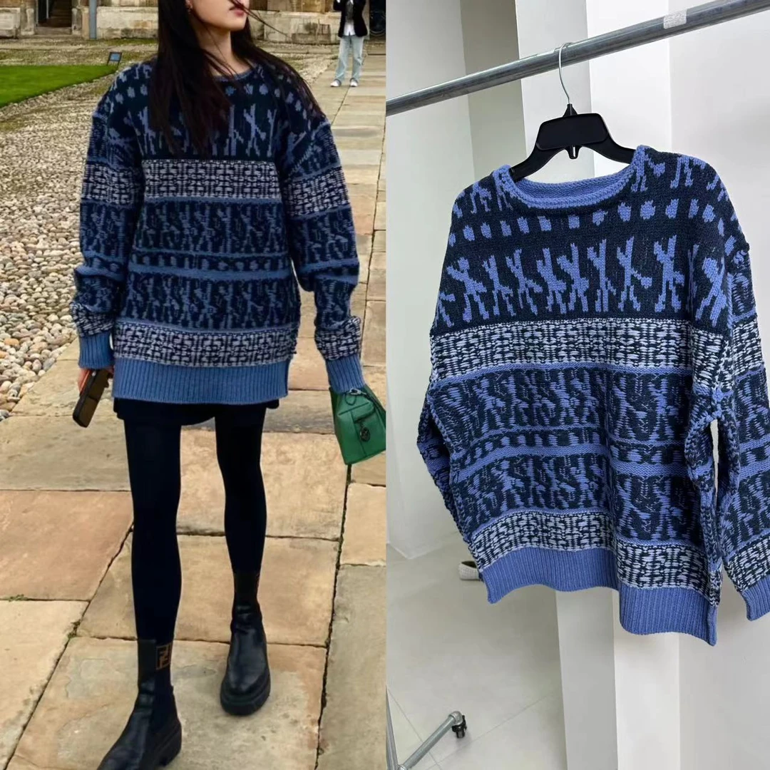 “冬季恋歌”贸易公司订单icci纱线手工缝合羊毛毛衣时尚百搭宽松