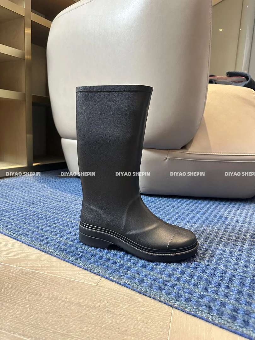 高跟鞋，百搭防水长筒时尚骑士夏季雨靴女士中筒