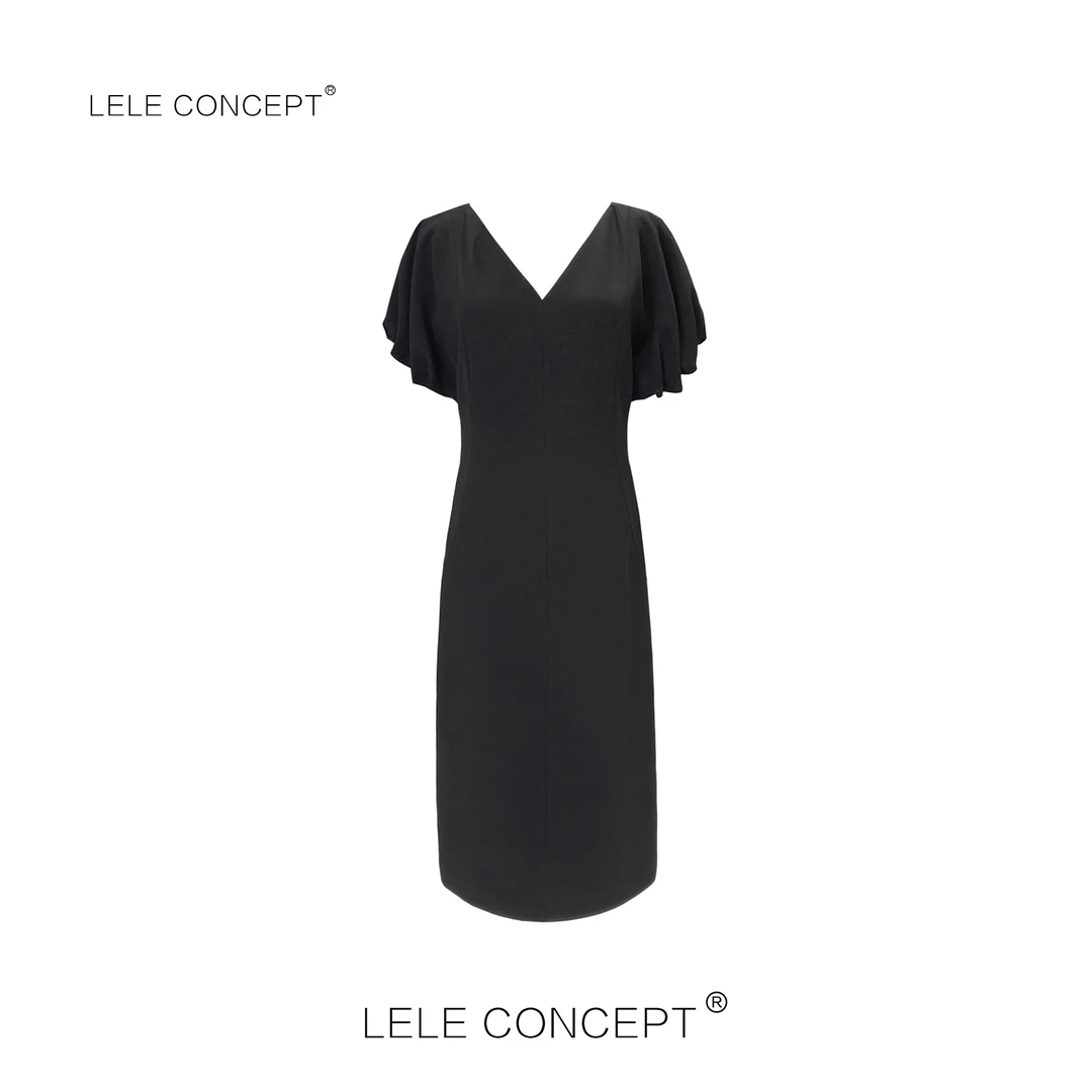 LELE CONCEPT｜「夭夭」 V领泡袖收身连衣裙Q0369