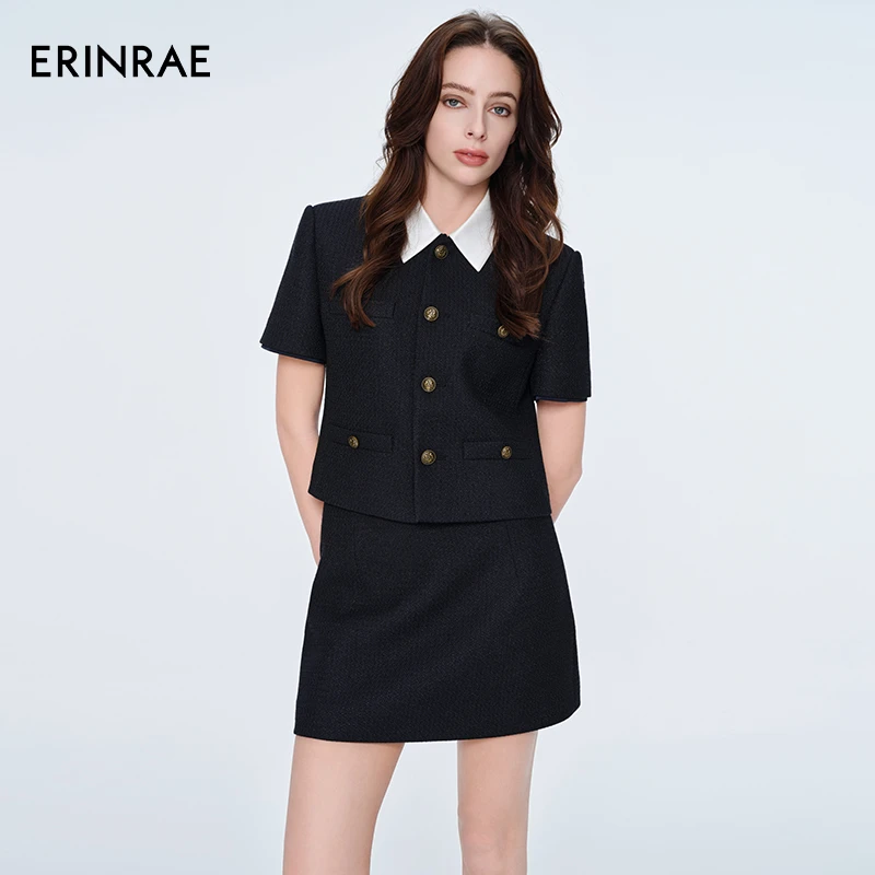 ERINRAE25新款法式优雅香风短袖套装EH244247PL78+EH221248PL78