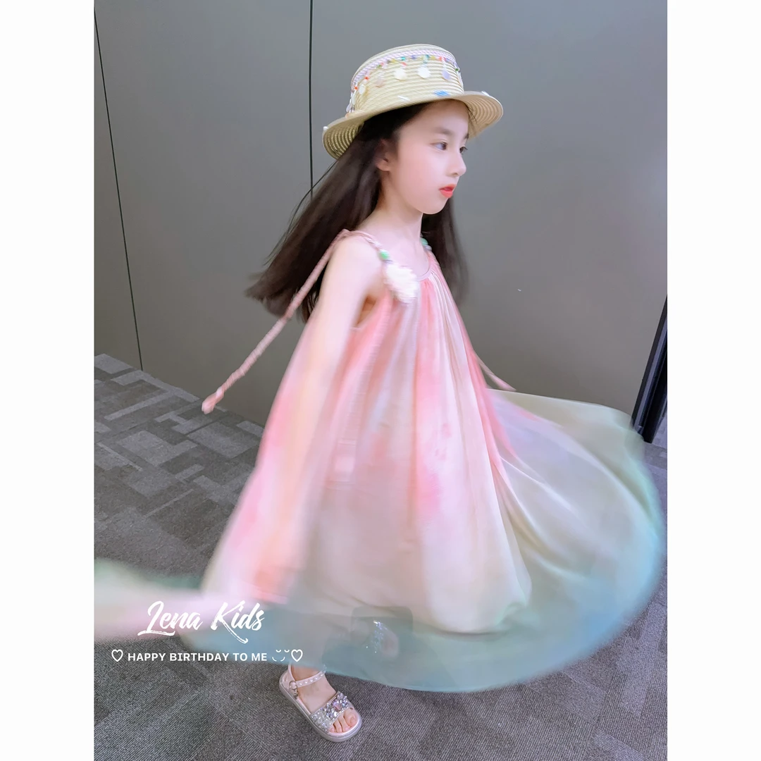 Lenakids【现货】【超仙彩虹花花度假裙·高定女宝吊带裙】25052701