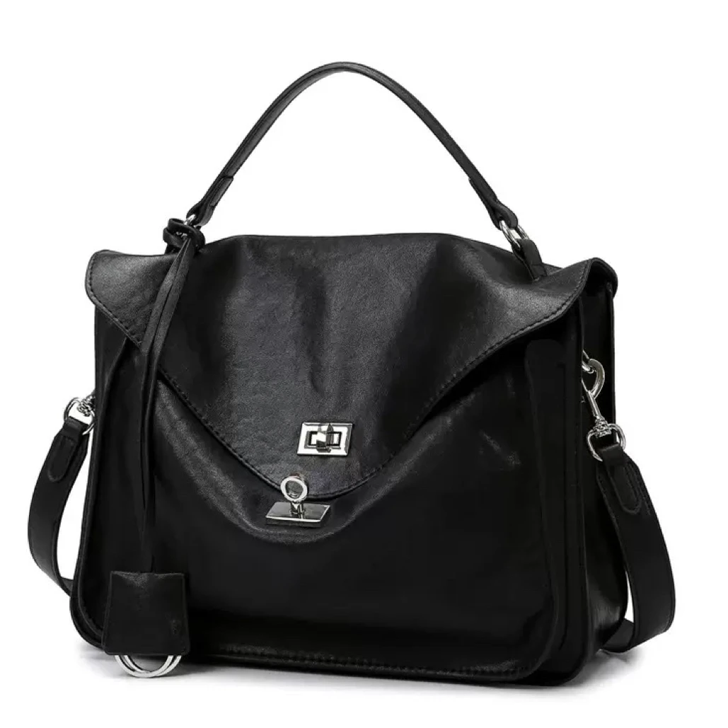 女士轻奢时尚复古大容量手提单斜挎邮差包020