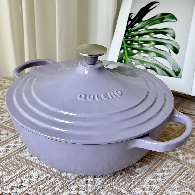 QULENO千乐欧炫彩26cm妈咪锅多用途锅珐琅锅铸铁锅炒菜锅煲汤XF