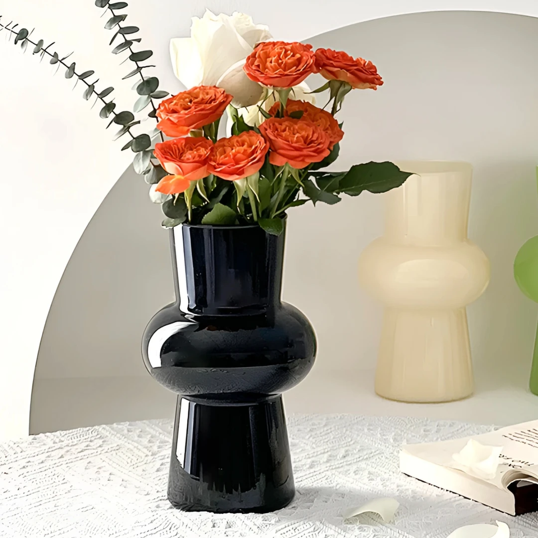 柚萝中古灯笼玻璃花瓶高级感创意水培插花客厅摆件装饰品大号