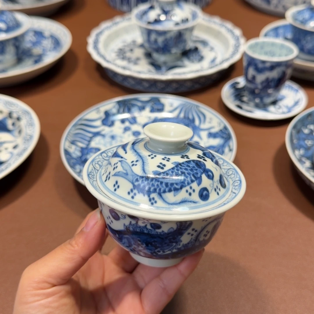 手工手绘茶具盖碗