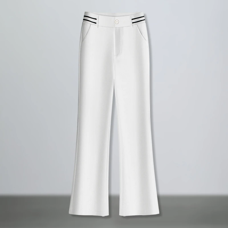 时尚直筒微喇裤女春季2025新款高腰修身显瘦百搭休闲西装喇叭裤子