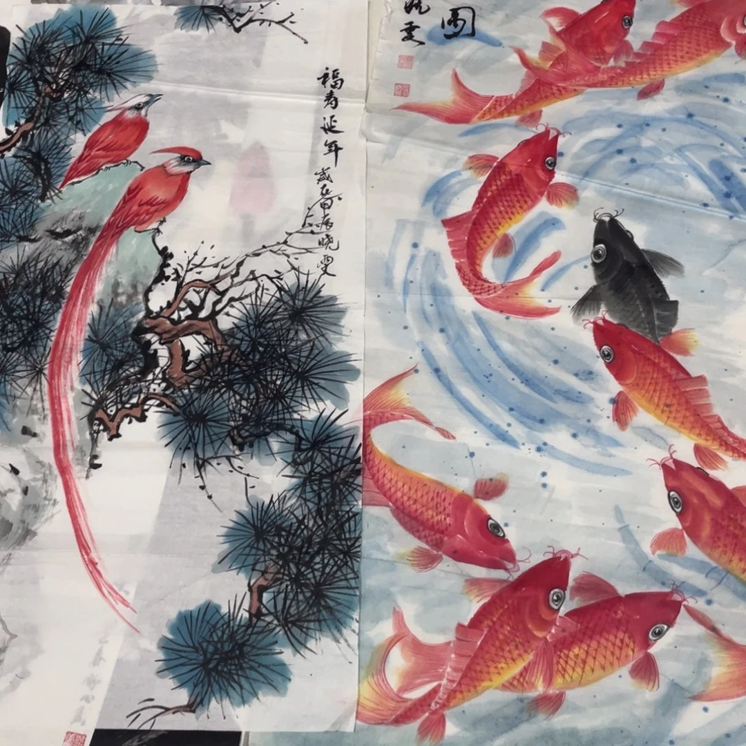 贵***哥国画晓雯老师绘画
