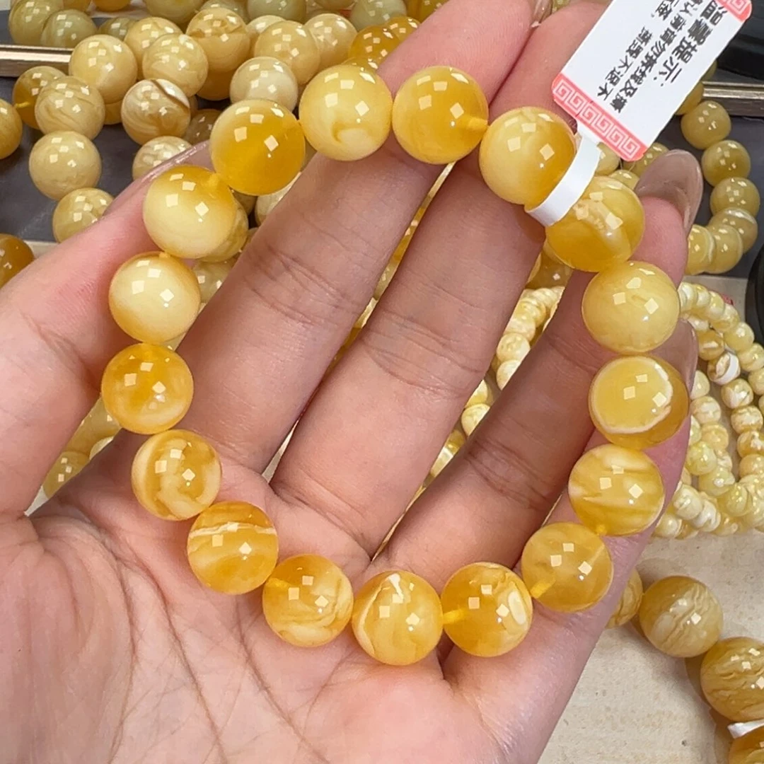 琥珀未镶嵌手链15.7金瓷白
