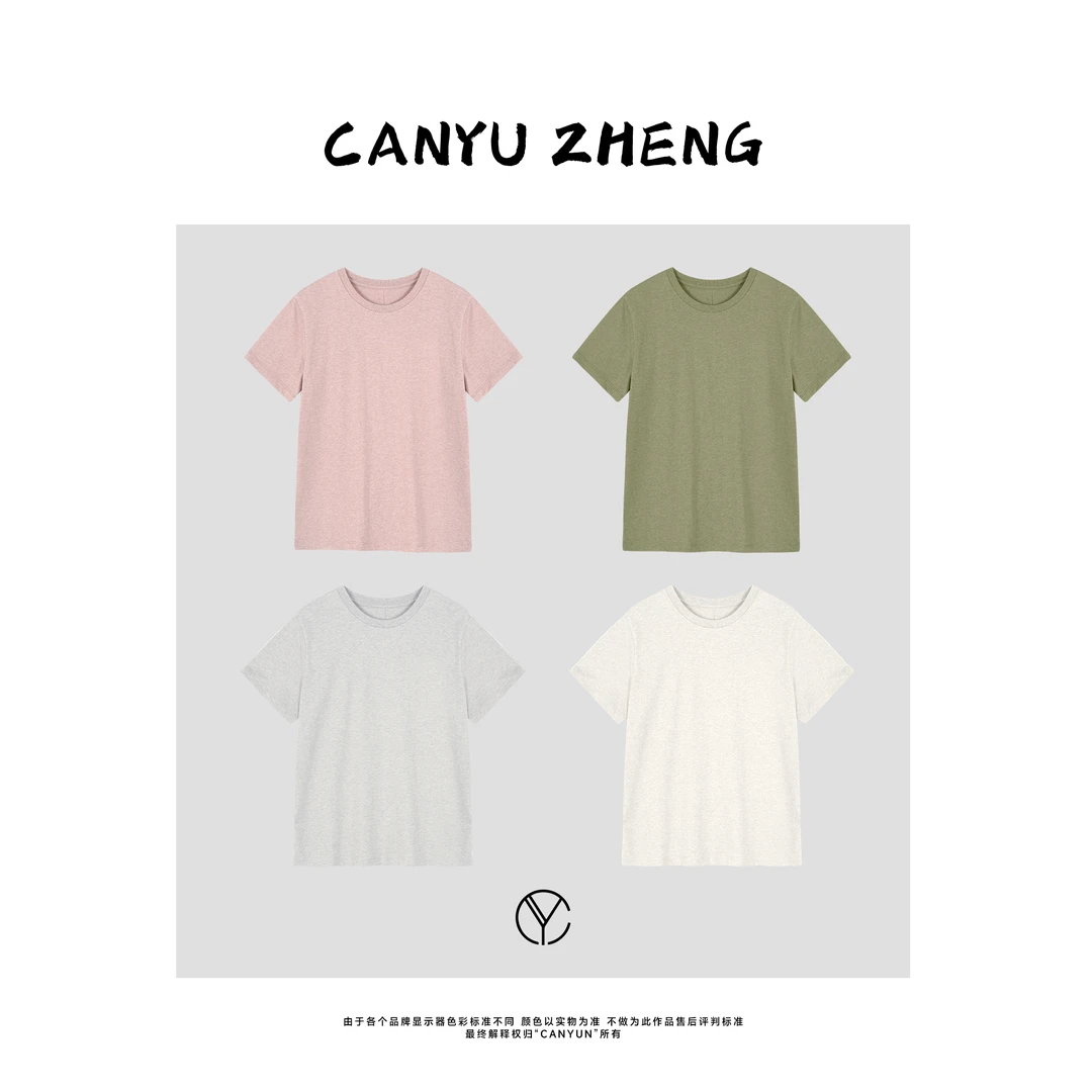 CANYU春夏新款 云感长绒棉 row简约做旧短袖圆领T恤