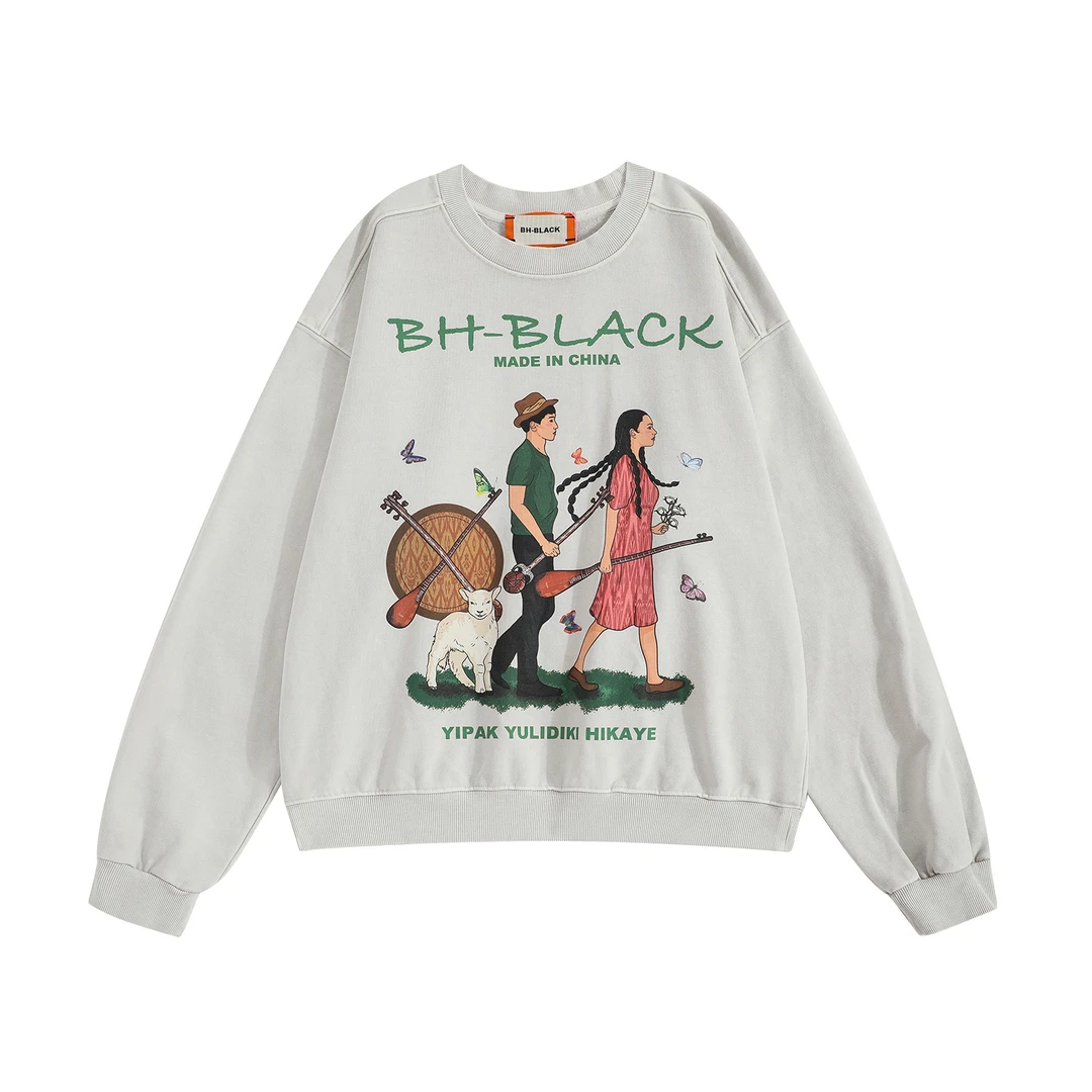 BH- BLACK春季立领秋季拉链设计感常规卫衣情侣套头宽松型长袖