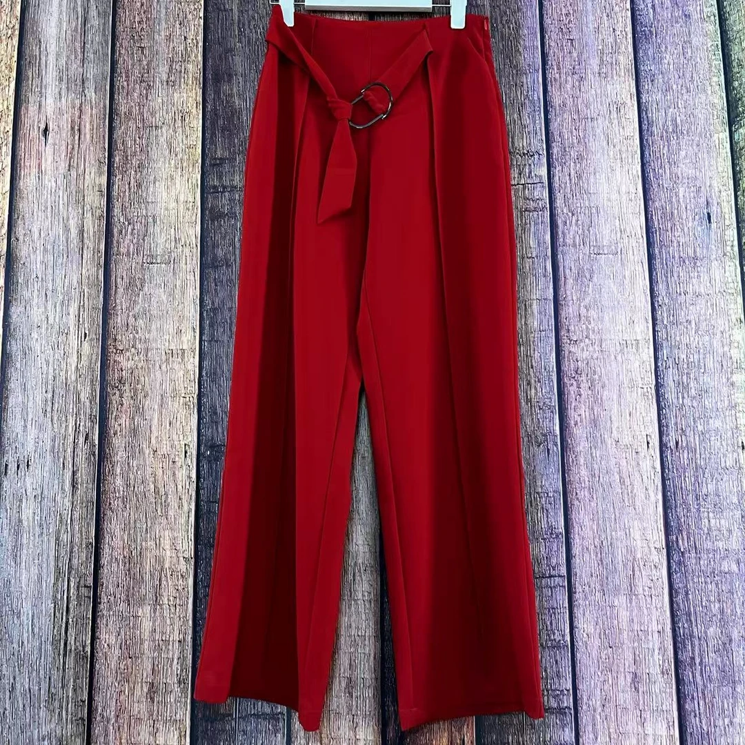 时尚红色直筒裤子