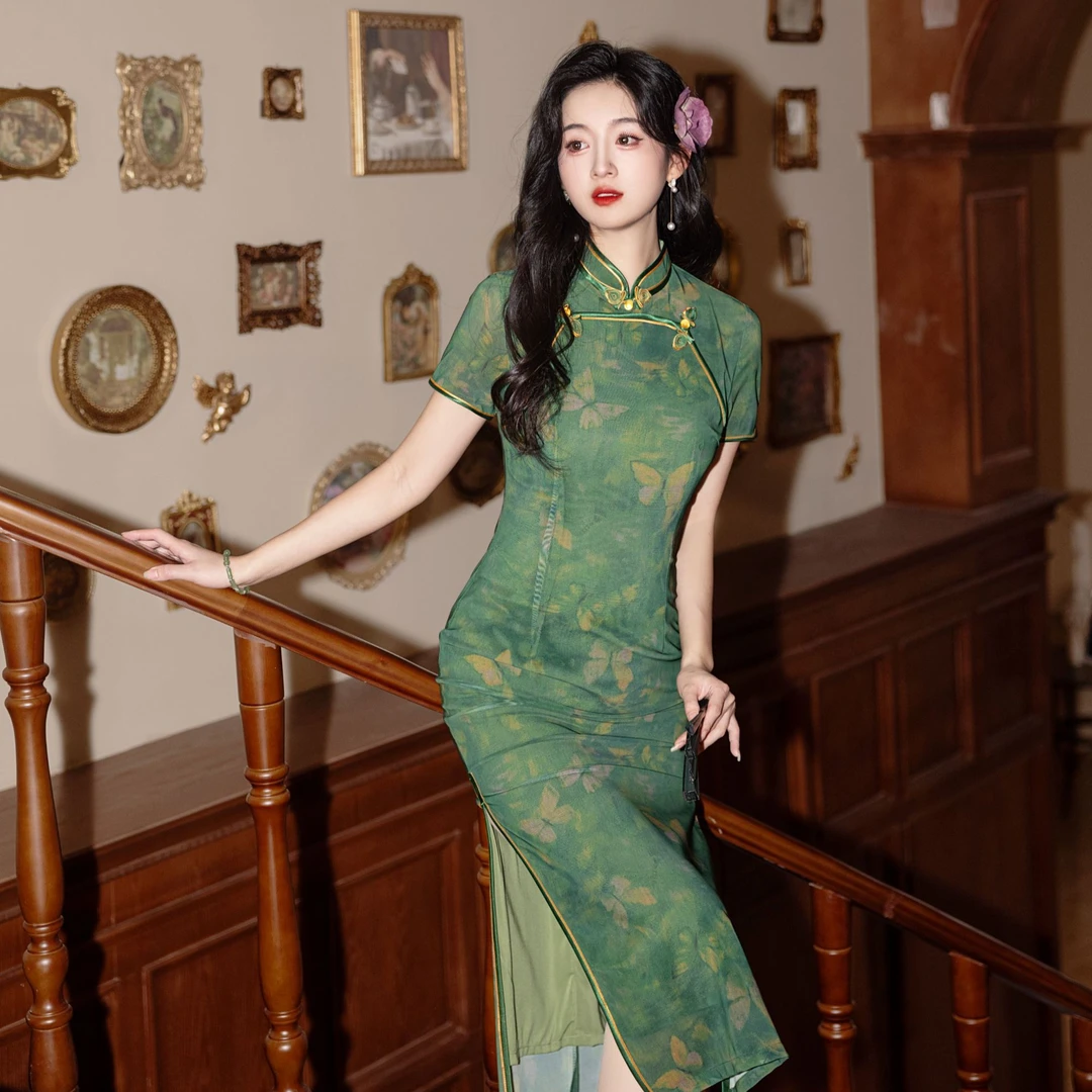 《春云绿》新中式绿色旗袍女中国风年轻款高端复古气质改良日常5960