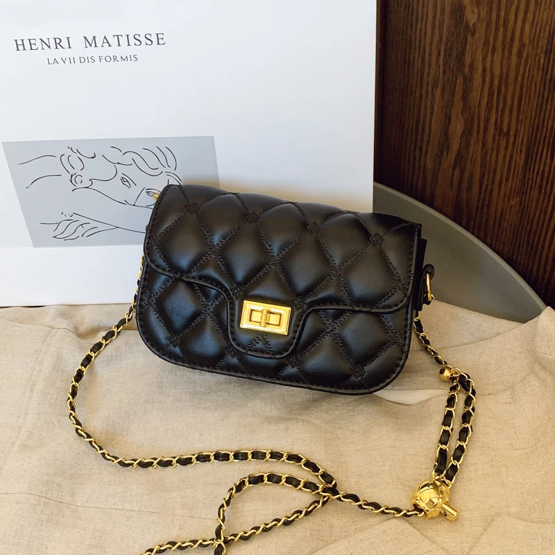 2025夏季新款女包高级感休闲菱格链条包时尚百搭单肩斜挎小方包