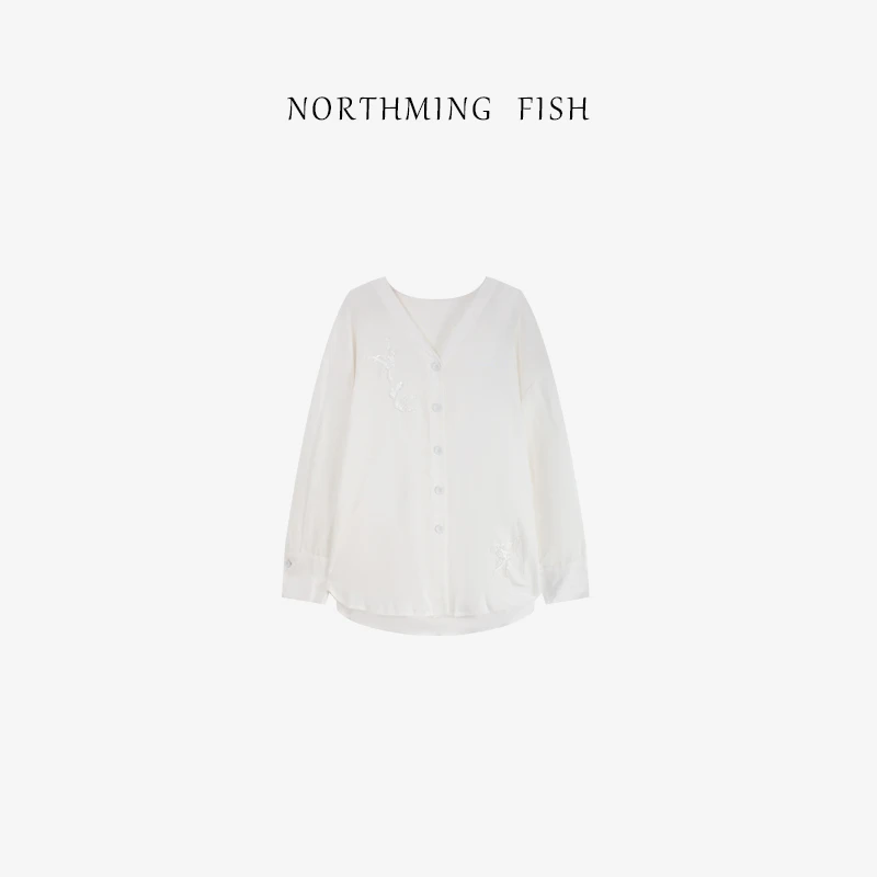 NorthMing fish「从容优雅」凉爽挺阔 立体刺绣设计的亚麻衬衫