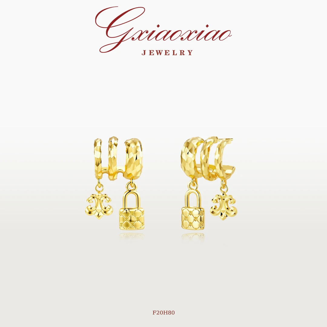 G XIAOXIAO 轻奢气质高级感鸢尾花锁头包耳环 F20H80