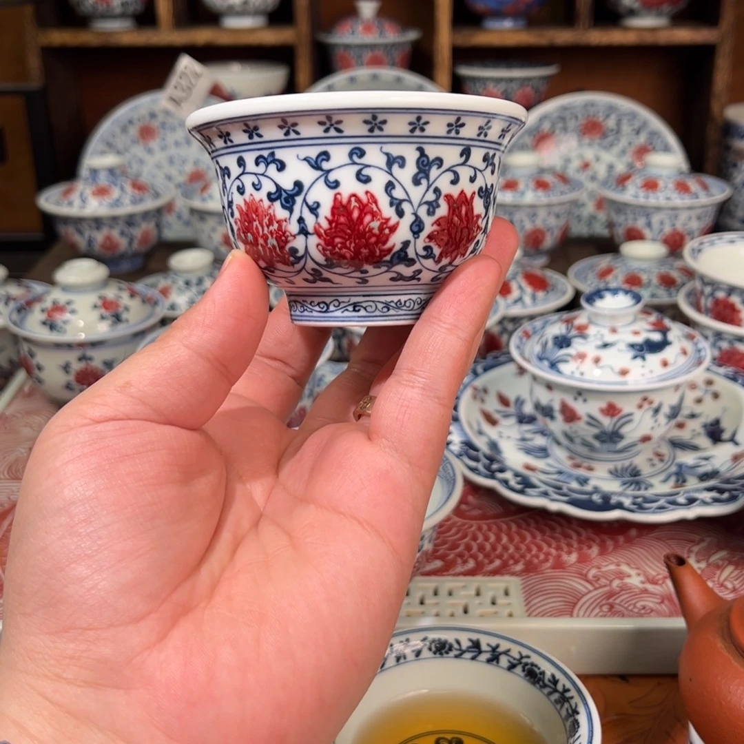 景德镇高温原矿釉里红手绘