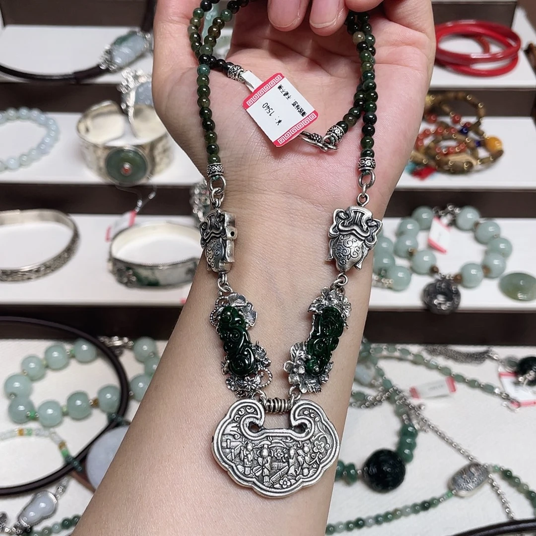 足银纯银手工锁项链