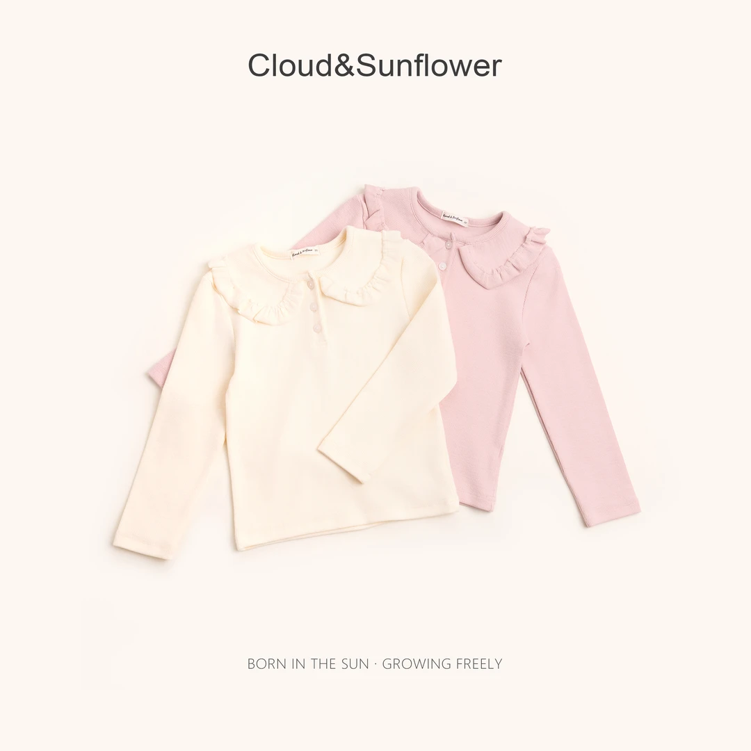 【云朵小葵】女童秋季新款三粒扣翻领纯色百搭可外穿打底长袖253020