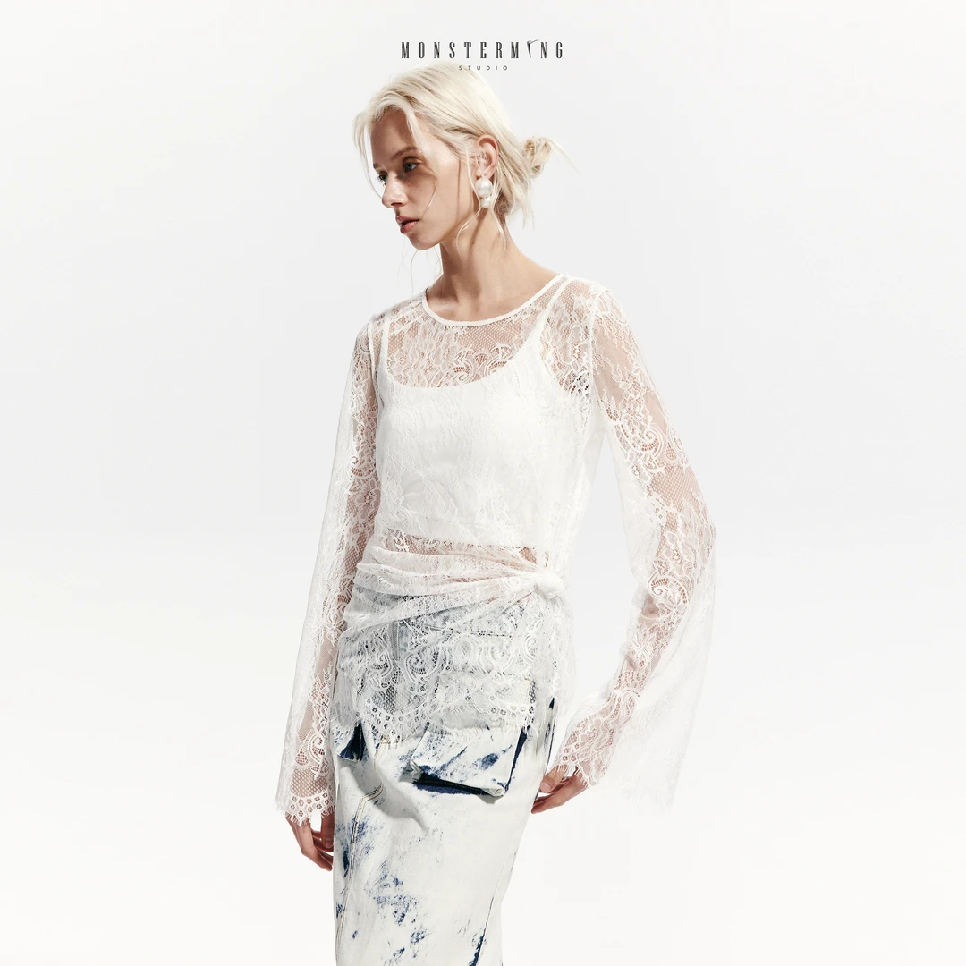 MONSTERMING 蕾丝打底百搭罩衫