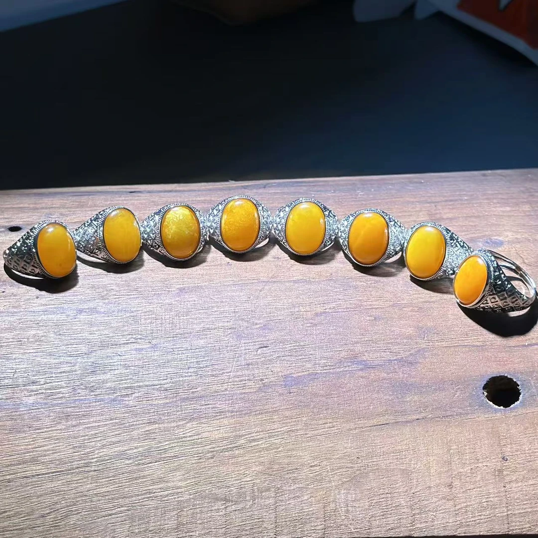 【缪老师严选】YS9722 椭圆蜜蜡开口戒指 多样性发其一