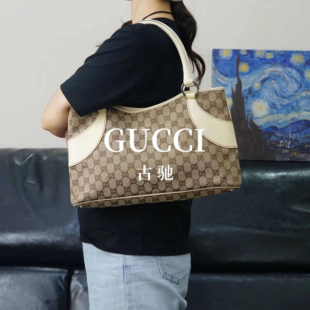 95新 GUCCI/古驰 老花拼皮单肩包/FYWJ06606049/6049