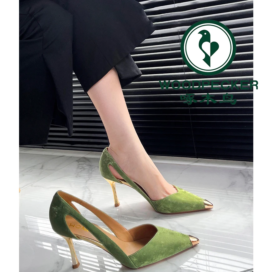 啄木鸟不累脚2025年夏天季新款尖头高跟鞋女细跟百搭气质包头凉鞋