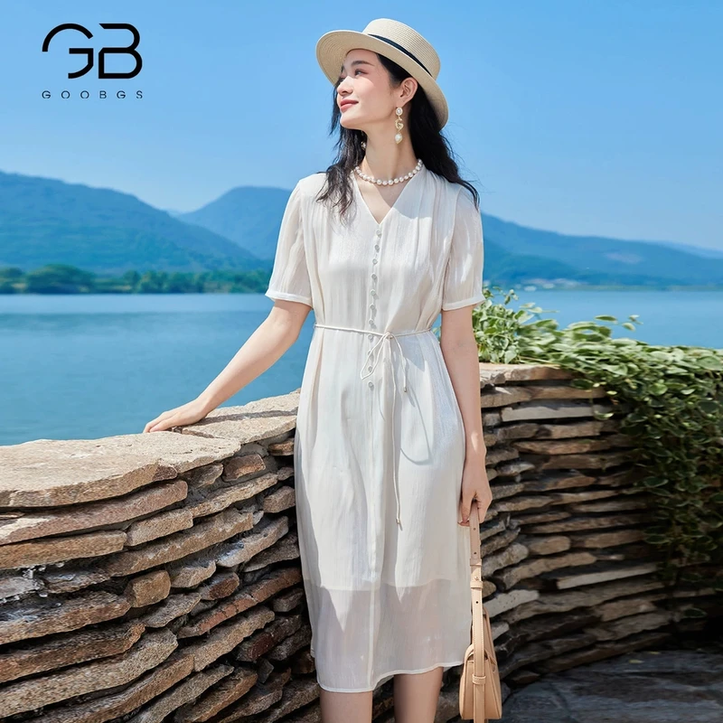 【谷邦L+】谷邦GOOBGS 印花V领连衣裙 G3242320