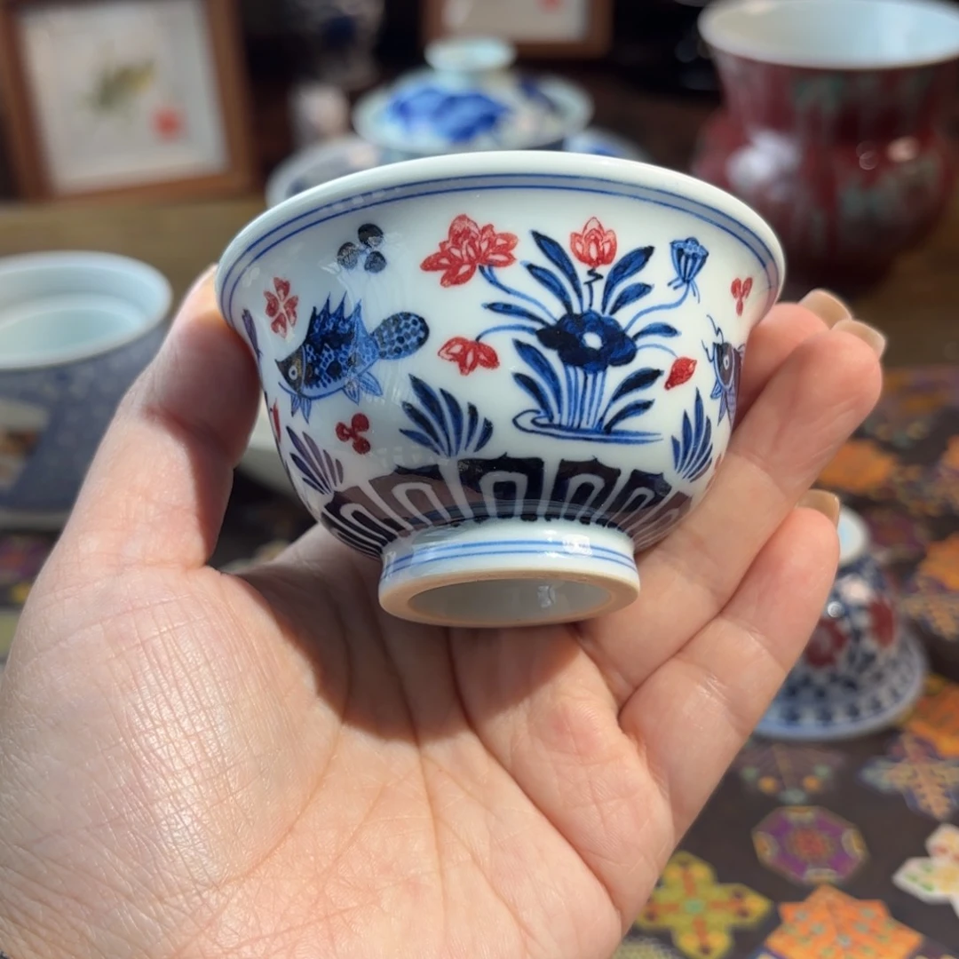 陶微瑕孤品青花手绘杯杯杯杯要咋收