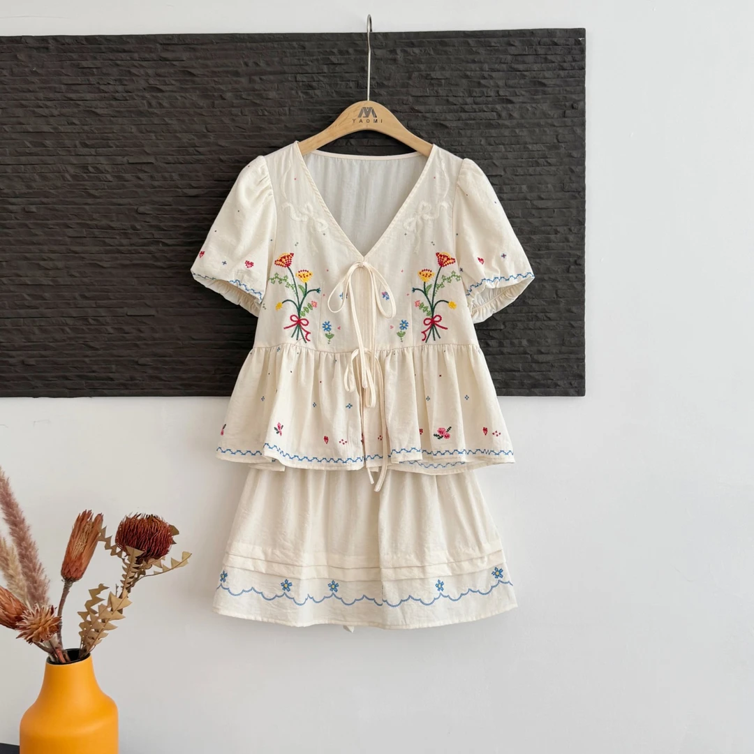 2025夏季新款女装洋气衣服两件套娃娃衫A字半身裙夏日漂亮小套装