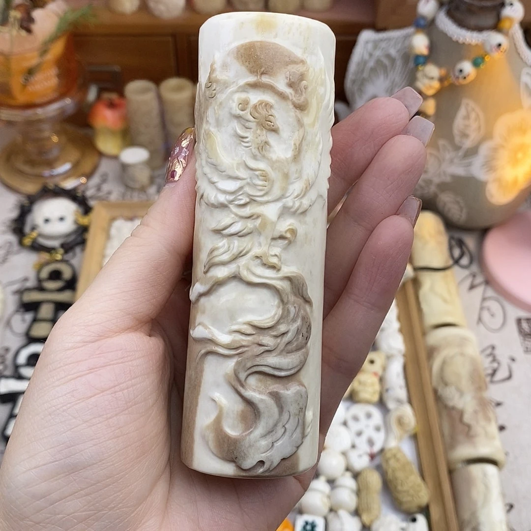 鹿骨把件我***?M1鸵鸟骨手雕凤凰骨笛