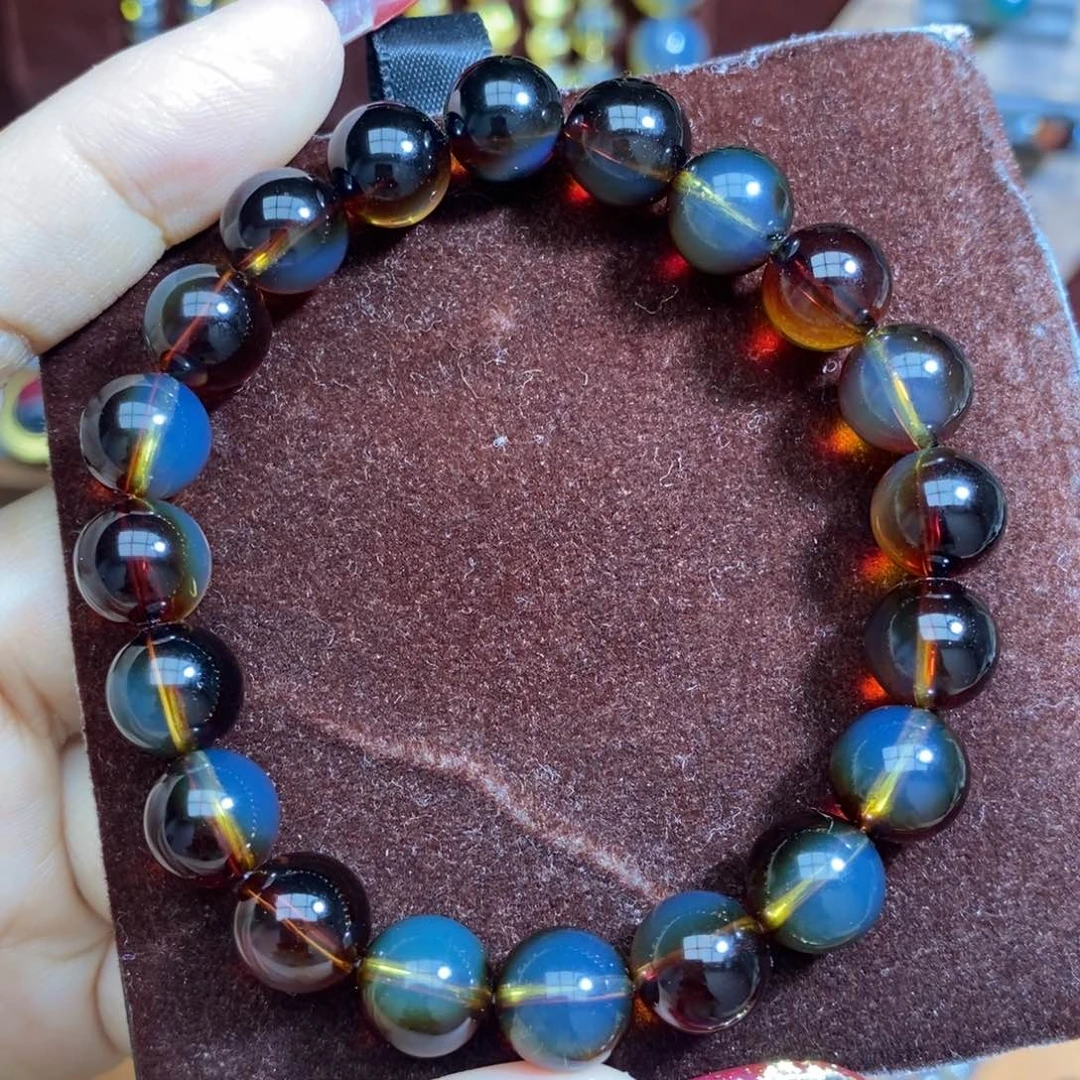 蓝珀裸石未镶嵌红蓝珀妖色约9.7毕业