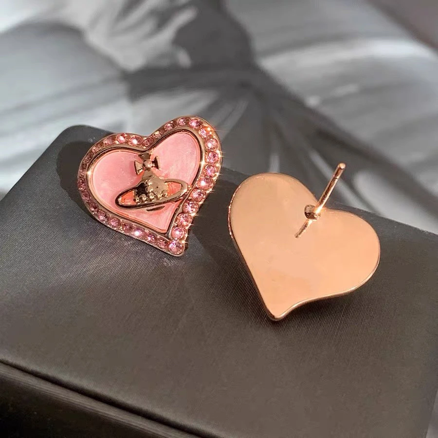 【V金版本】精工CNC 粉色星球爱心耳钉1201
