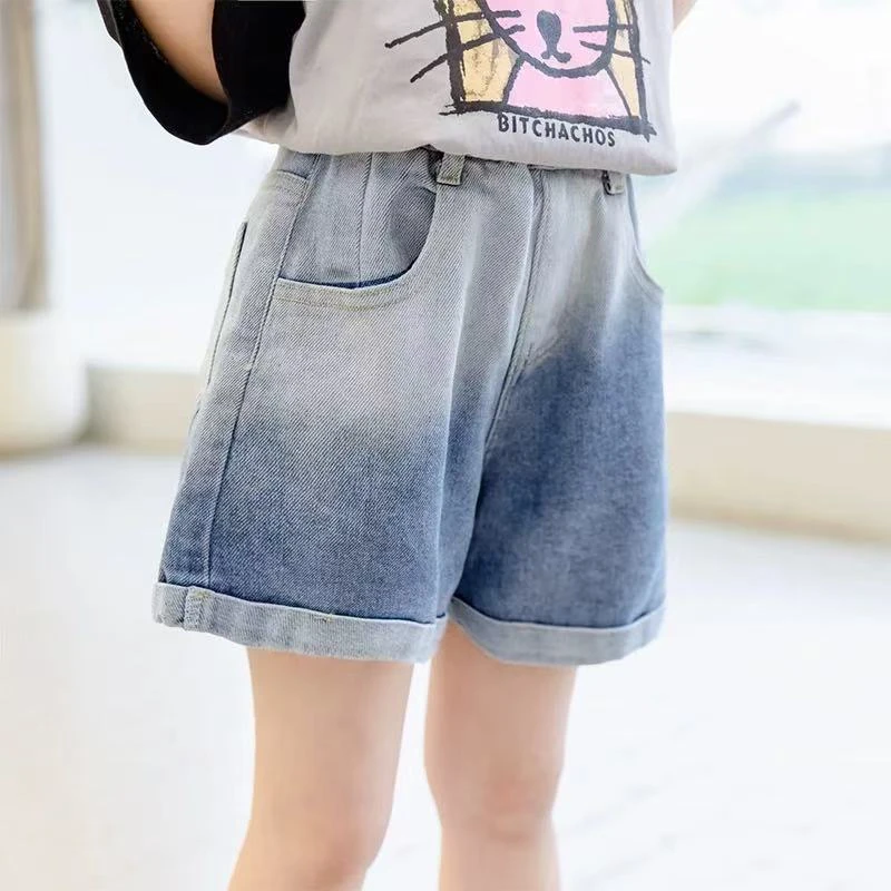 NZK-4022 女童短裤时尚休闲宽松中大童韩版洋气高品质牛仔裤