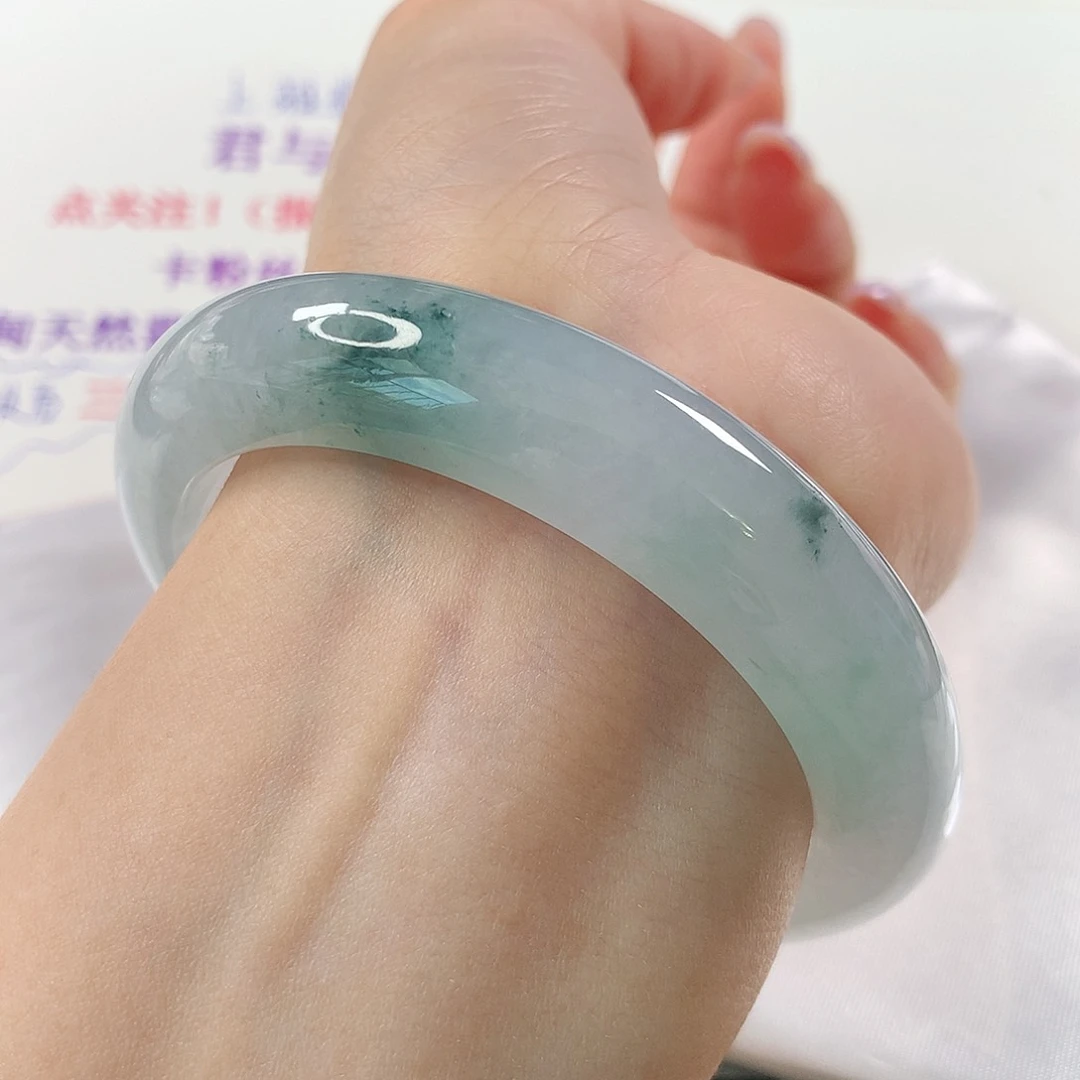 未镶嵌手镯翡翠 正圈①④③冰蓝飘花推荐⭐⭐⭐