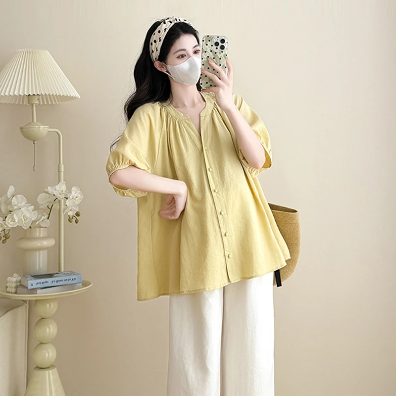 【伊伊】孕妇装夏季时尚百搭衬衫小个子韩版设计感外穿上衣休闲衬衣